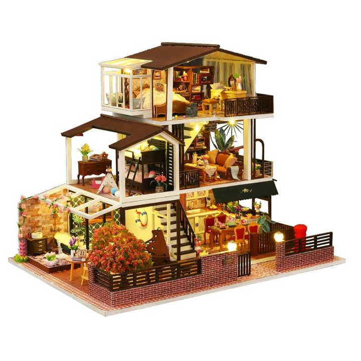 Miniature Wizardi Roombox Kit - Large Villa Dollhouse Kit