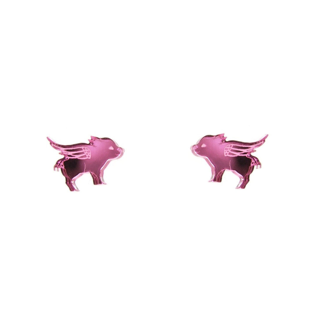 LAST CHANCE! Flying Pig Earrings in Mirror Pink