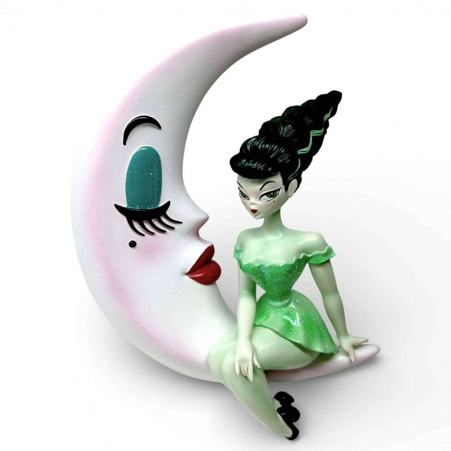 miss fluff goth bride on moon halloween decor