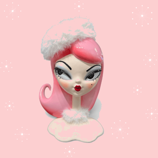 Dulce 15" Retro Pink Hair Candy Doll w/ White Fur Cap | Miss Fluff December Diamonds