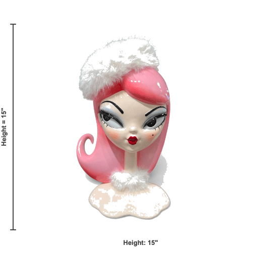 Dulce 15" Retro Pink Hair Candy Doll w/ White Fur Cap | Miss Fluff December Diamonds