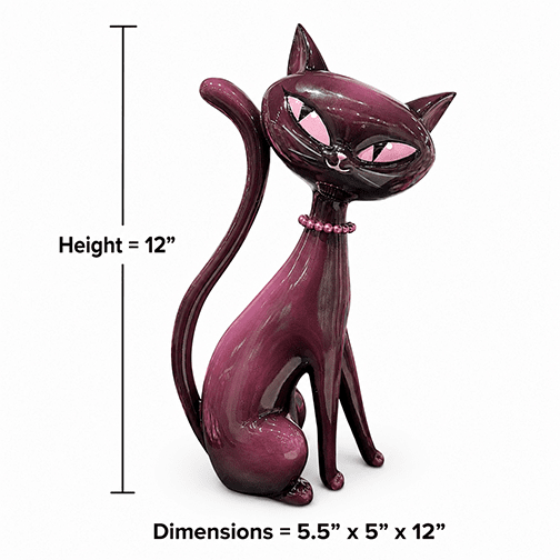 Minxy Kitten 12" Atomic Black Cat w/ Pearl Necklace Figurine | Miss Fluff December Diamonds