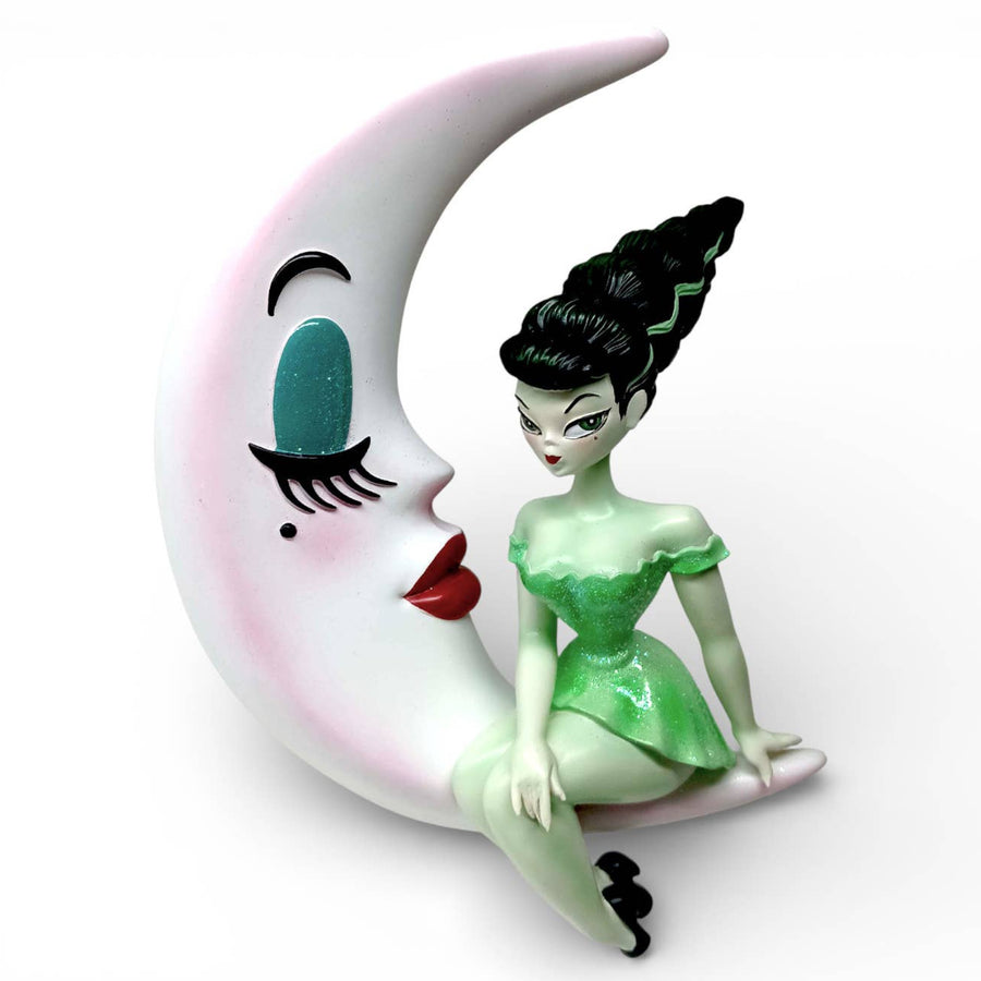 miss fluff goth bride on moon halloween decor