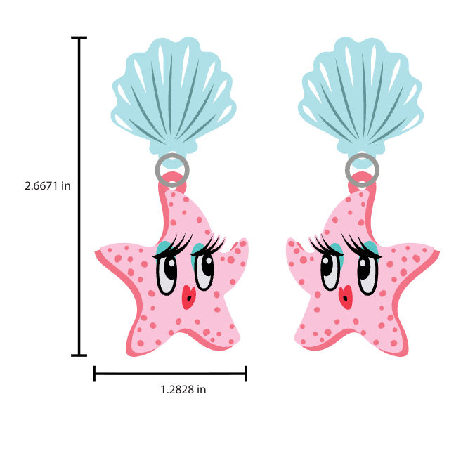 miss fluff starfish lightweight acrylic earrings lipstick and chrome