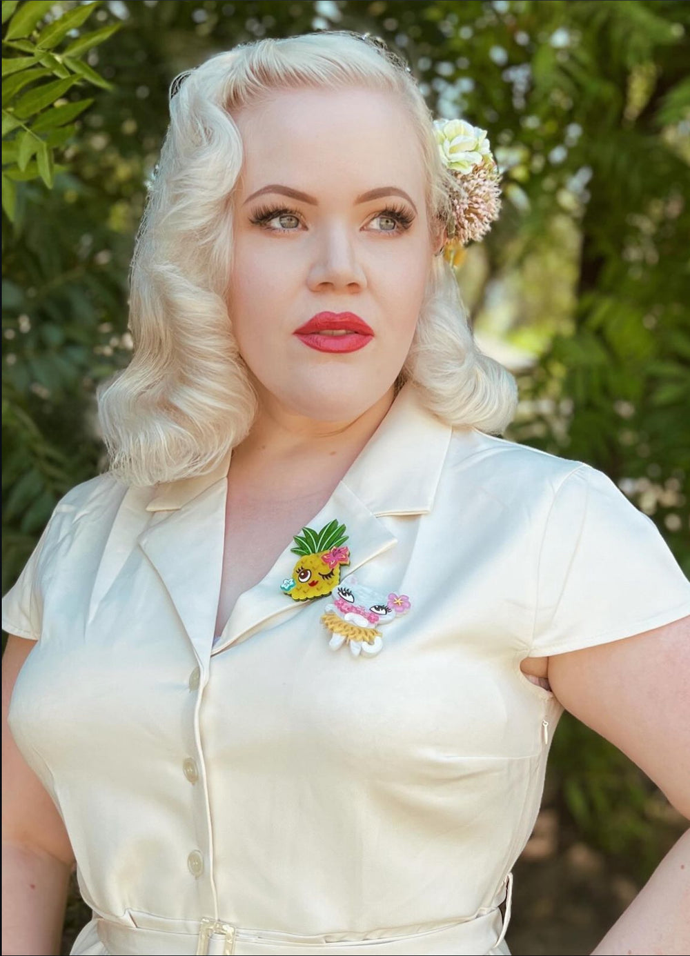 Pucker Up Pineapple Brooch by Miss Fluff x Lipstick & Chrome – view 5
