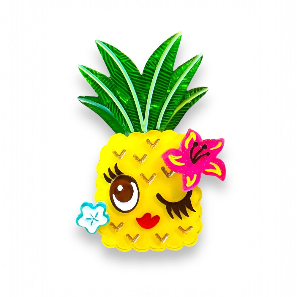 miss fluff tiki pineapple pinup brooch
