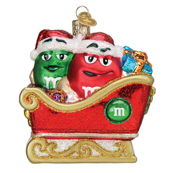 Old World Christmas M&M's In Sleigh Blown Glass Ornament
