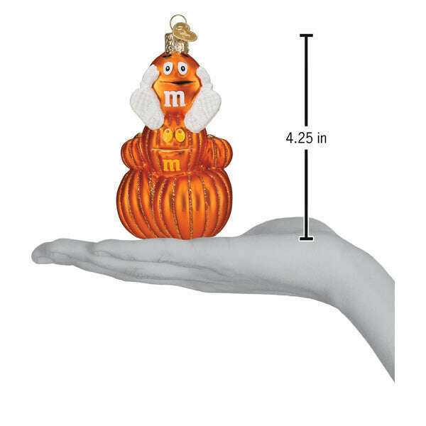 Old World Christmas M&M'S Orange Autumn Blown Glass Ornament