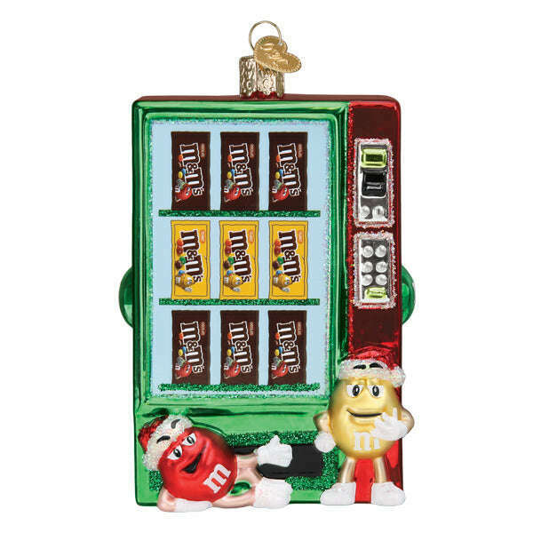 Old World Christmas M&M's Vending Machine Blown Glass Ornament