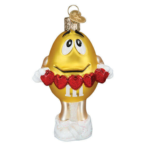 Old World Christmas M&M'S Yellow Love You Blown Glass Ornament