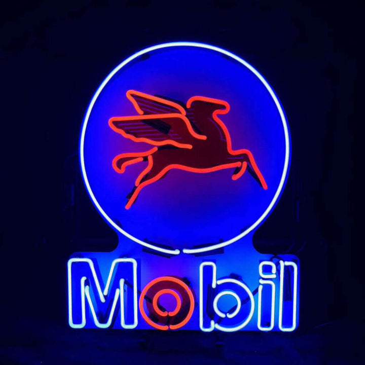 Mobil Gas Oil Flying Horse Neon Signs Light