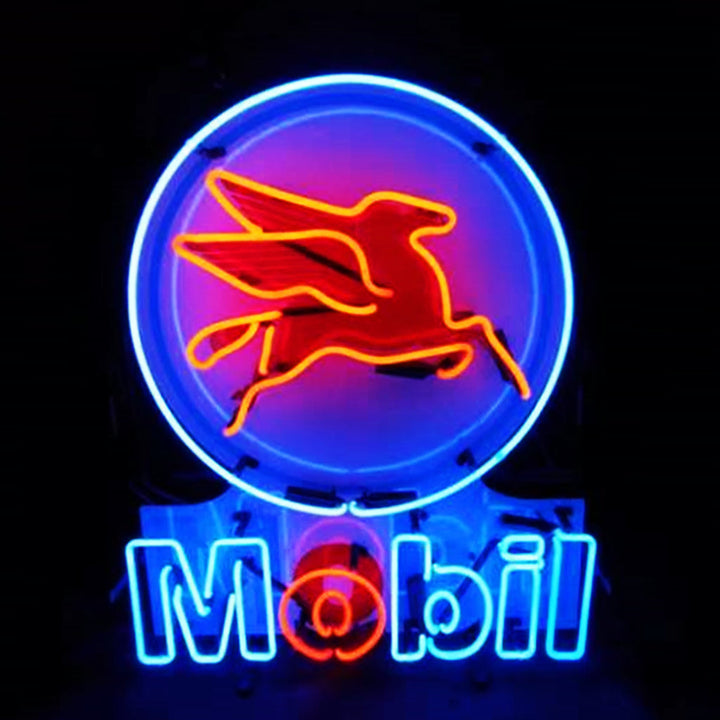 Mobil Gas Oil Flying Horse Neon Signs Light
