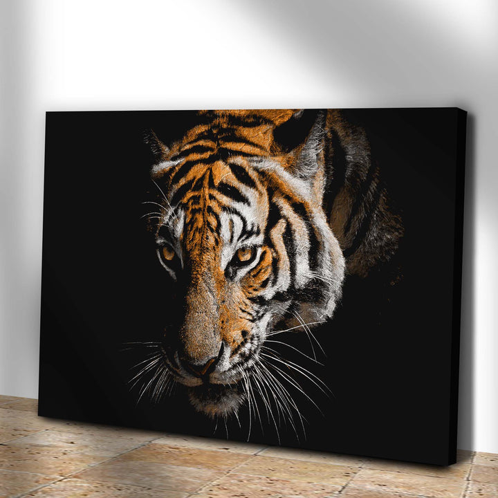 Tiger Watching In The Dark Canvas Wall Art