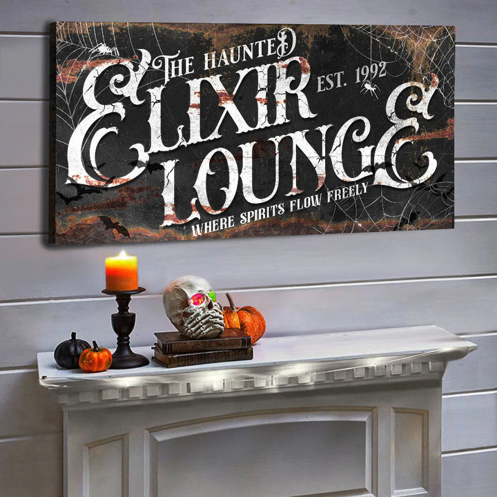 The Haunted Elixir Lounge Halloween Sign III