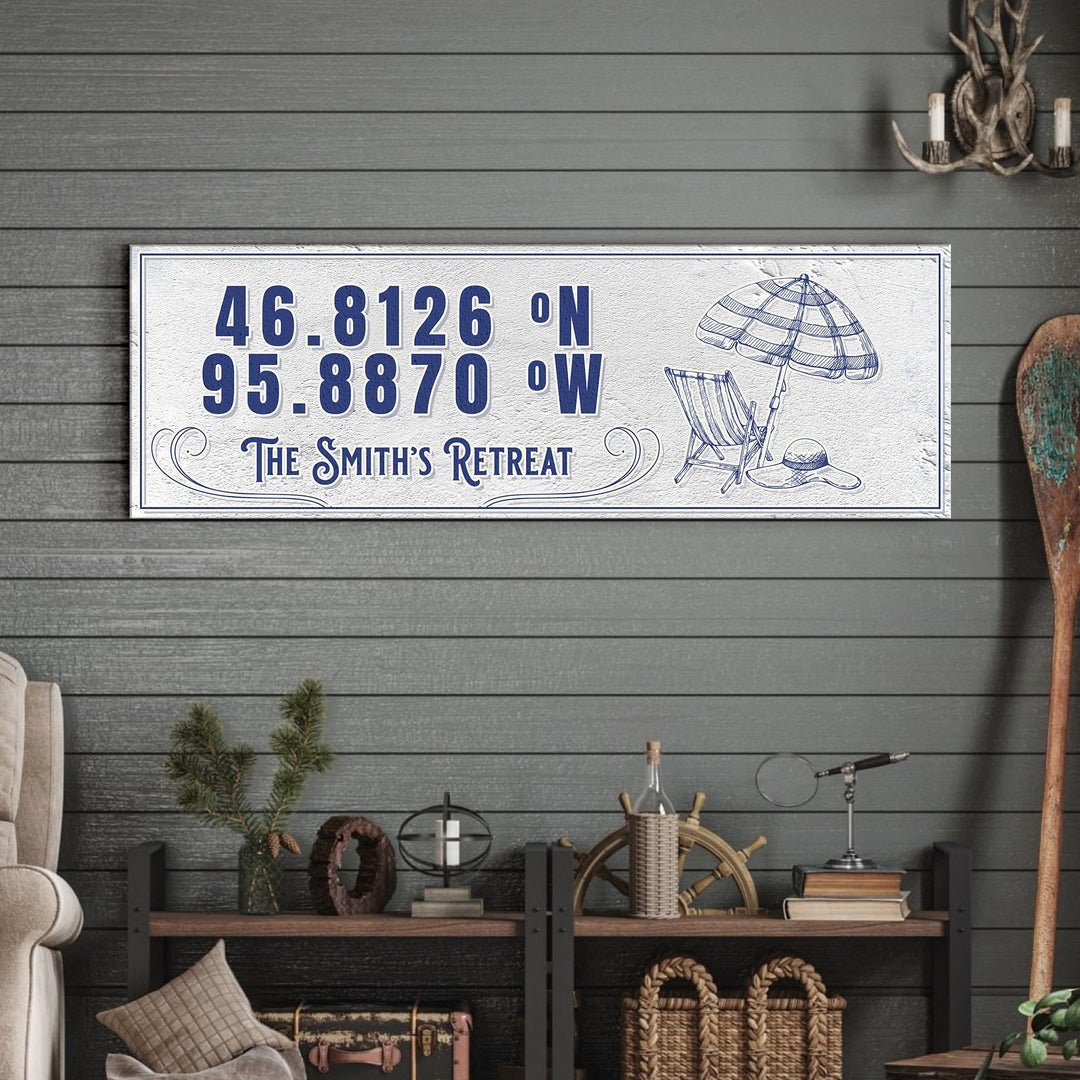 House Retreat Coordinates Sign