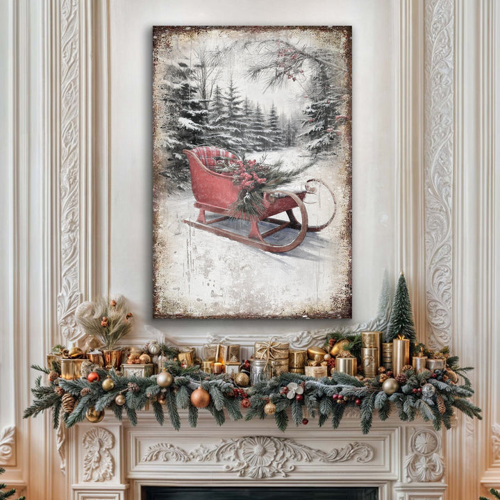 Vintage Christmas Sledge Wall Art