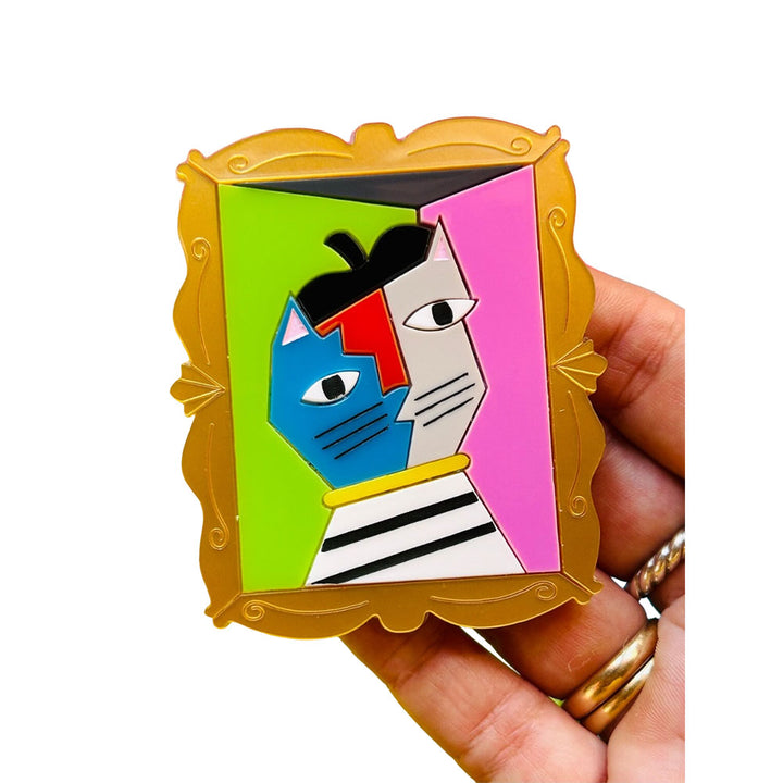 Modern Art / Cubism Art Style Cat Acrylic Brooch by Makokot Design