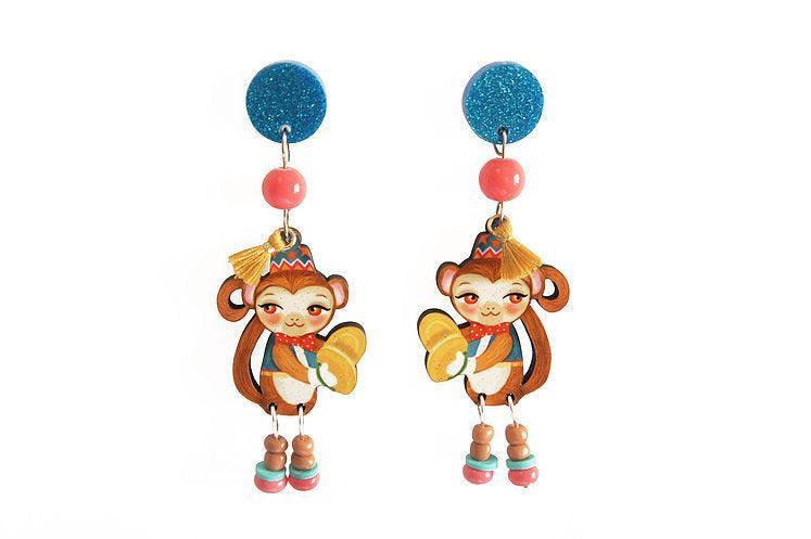 Monkeys with Cymbals Earrings by Laliblue - Quirks!