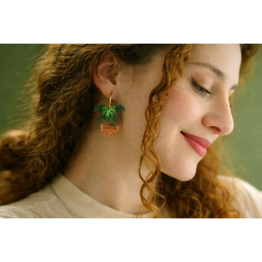 Monstera Potted Plant Earrings – view 2