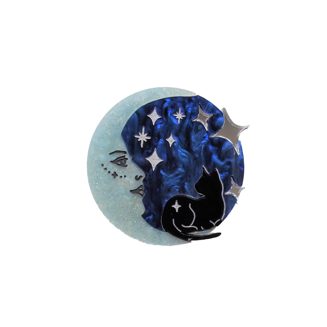 Moon Gazer Cat Brooch