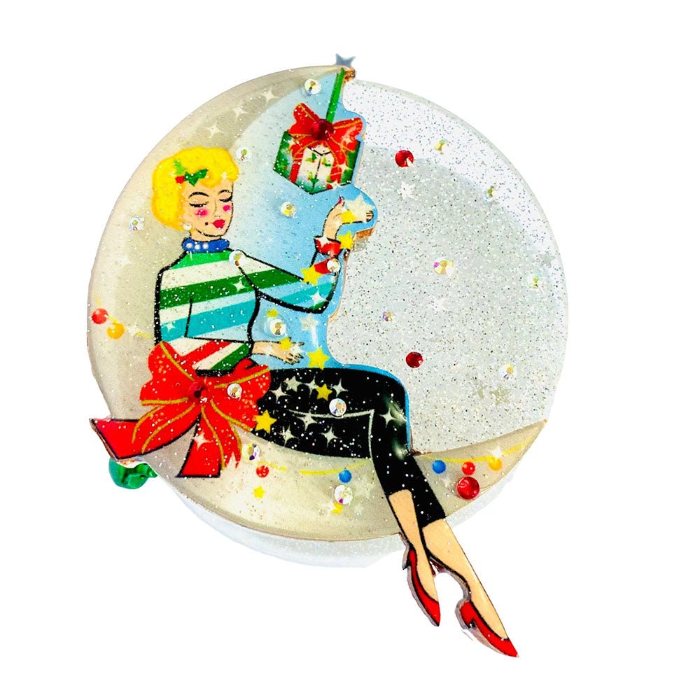 Moon Girl Christmas Brooch by Rosie Rose Parker