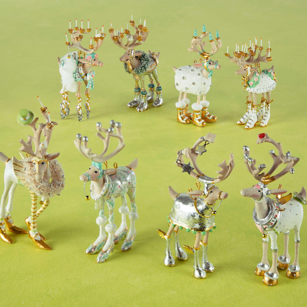 Moonbeam Reindeer Mini Ornaments Set/8 by Patience Brewster - Quirks!