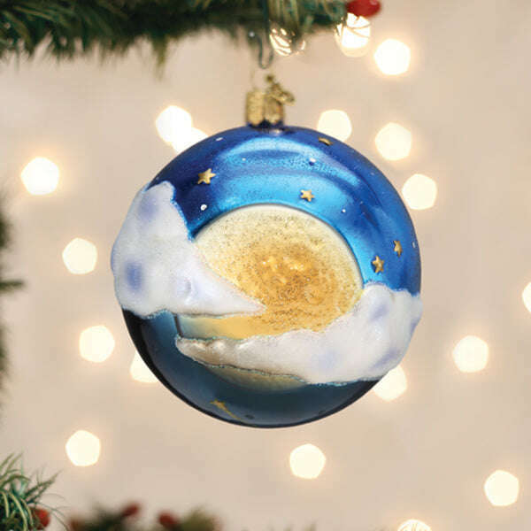 Old World Christmas Moonglow Round Blown Glass Ornament