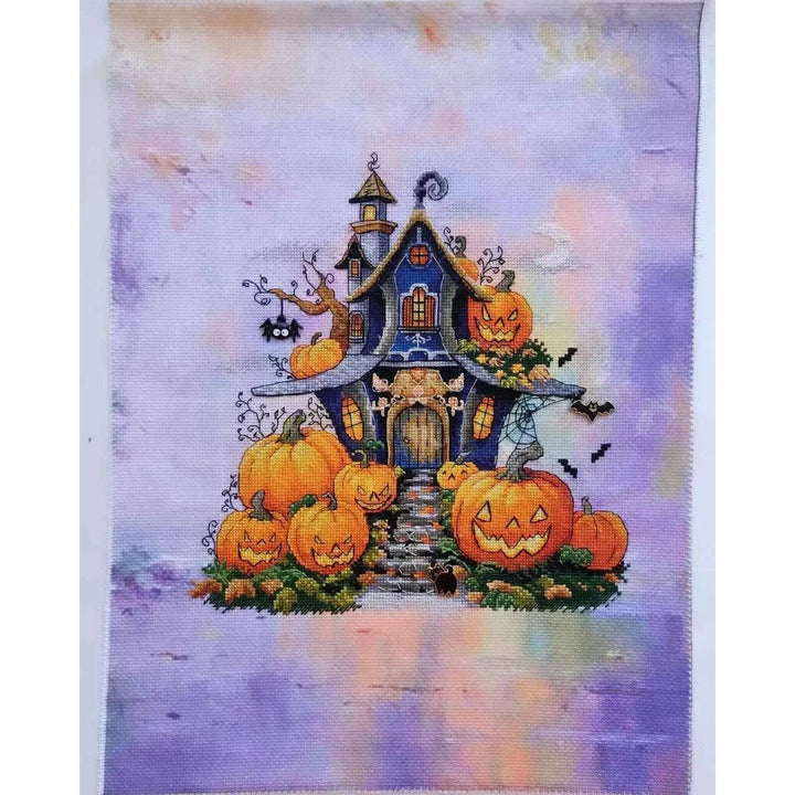 Moonlit Lake Designer Printed AIDA Fabric. Canvas for embroidery with an applied background  KF-1068A
