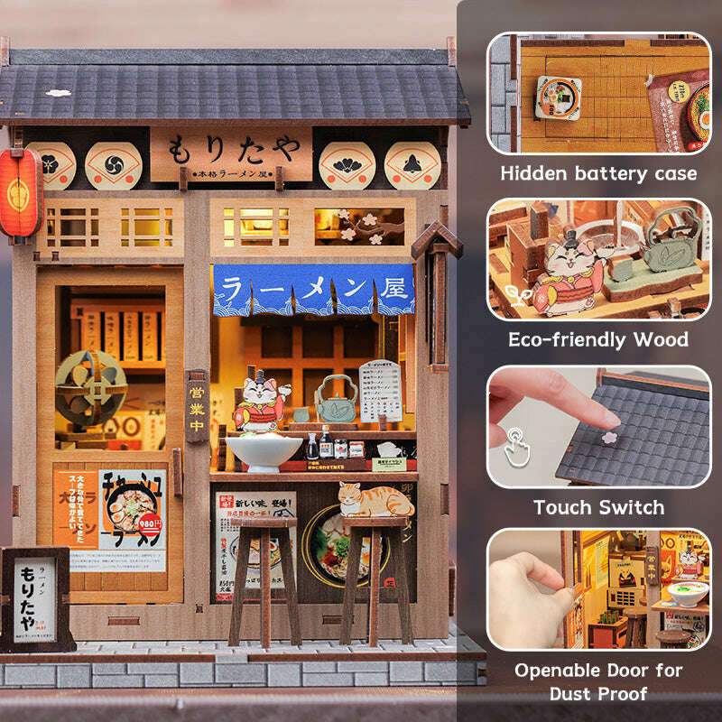 Morita-Ya Dollhouse Kit - Miniature Wizardi Roombox Kit with LED Light F07M51-90-CWGC205