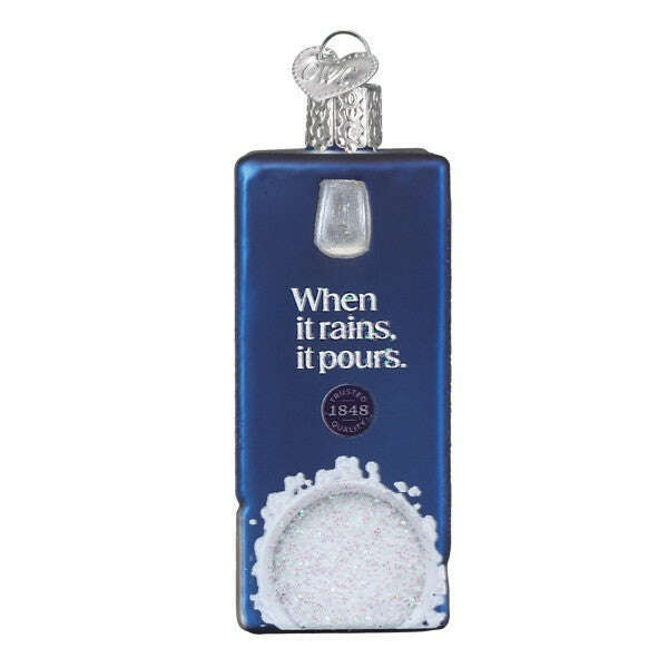 Old World Christmas Morton Kosher Salt Box Blown Glass Ornament
