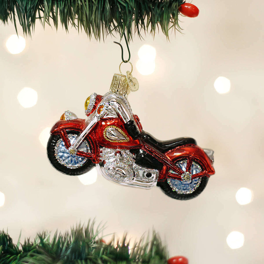 Old World Christmas Motorcycle Blown Glass Ornament
