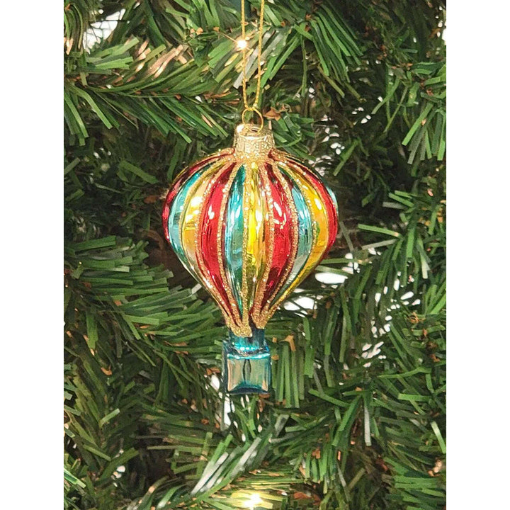 Multicolored Hot Air Balloon Glass Christmas Ornament F07M7-34-LH76-23074