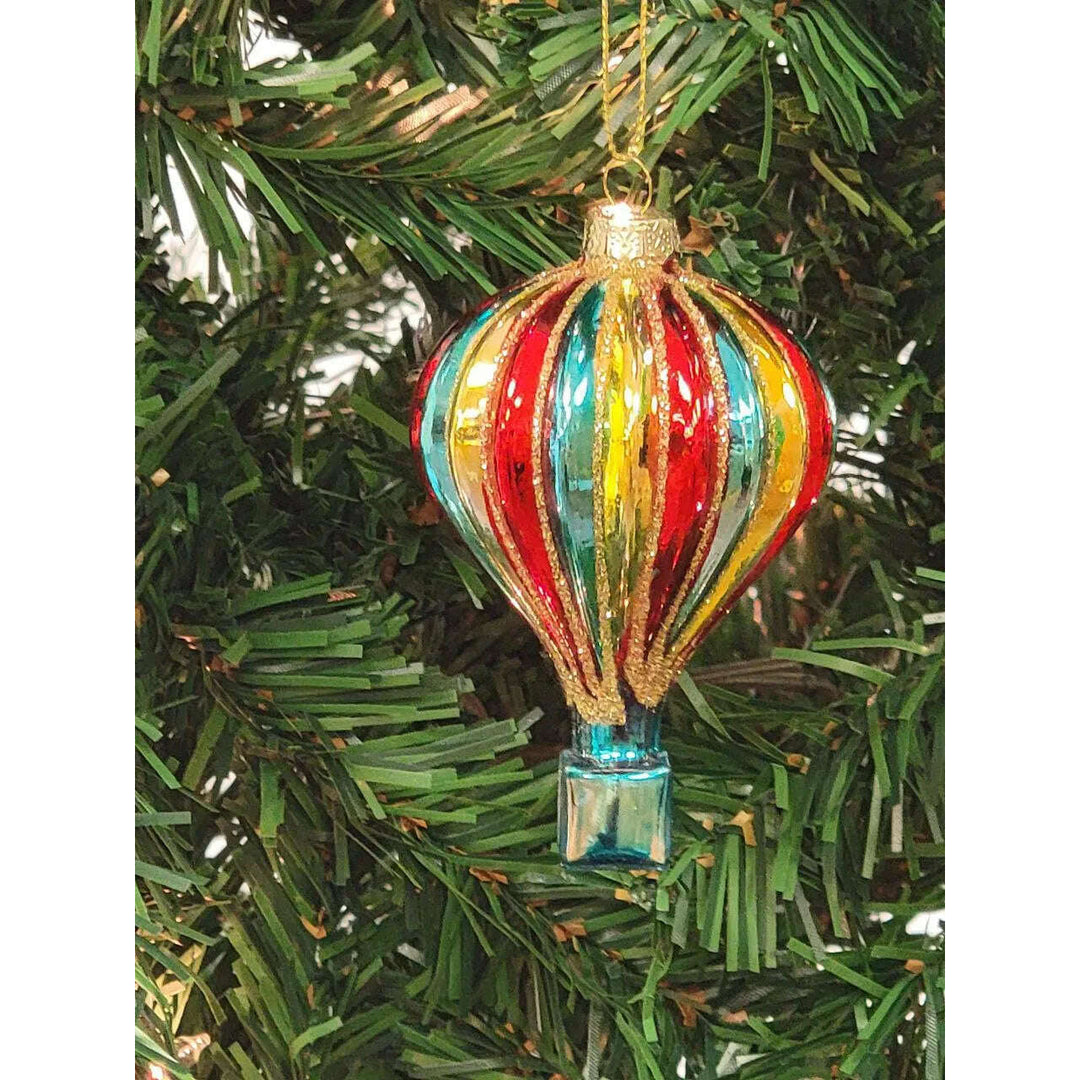 Multicolored Hot Air Balloon Glass Christmas Ornament F07M7-34-LH76-23074