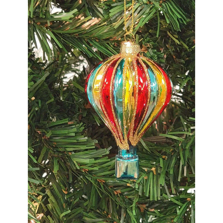 Multicolored Hot Air Balloon Glass Christmas Ornament F07M7-34-LH76-23074