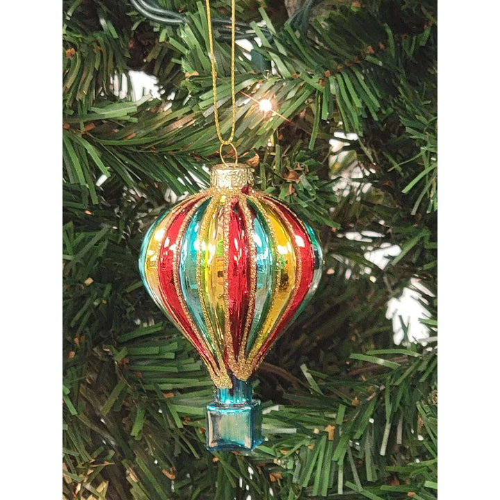 Multicolored Hot Air Balloon Glass Christmas Ornament F07M7-34-LH76-23074
