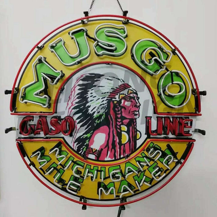 Musgo Gasoline Michigans Mile Maker Neon Signs