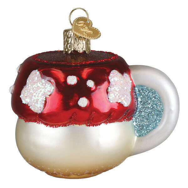 Old World Christmas Mushroom Coffee Blown Glass Ornament