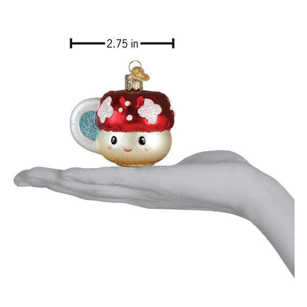Old World Christmas Mushroom Coffee Blown Glass Ornament