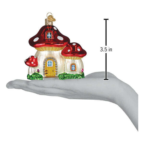 Old World Christmas Mushroom House Blown Glass Ornament