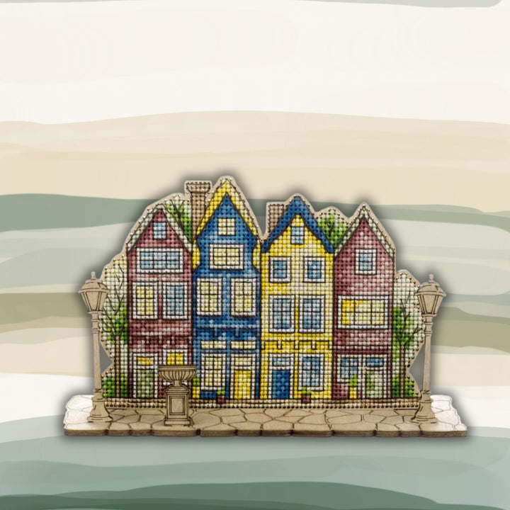 Wooden Cross-Stitch Kit ‚Äì ‚ÄúEvening Lights‚Äù FLW-068