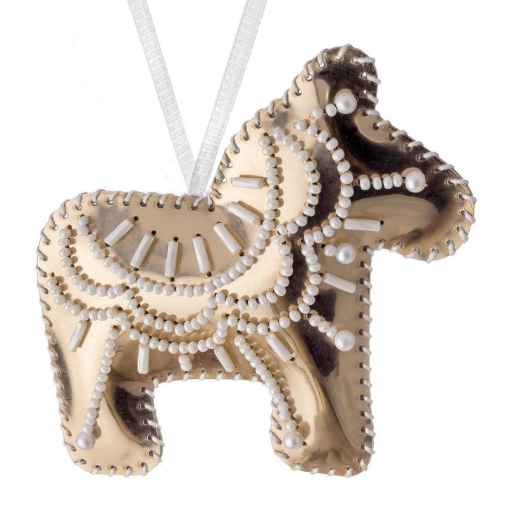 Horse Christmas Ornament Artificial Leather Bead Embroidery Kit by Wonderland Crafts FLBB-131
