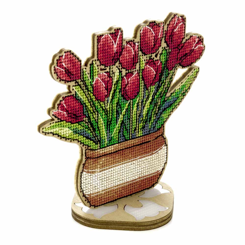 Tulips Wood Cross-Stitch Kit by Wonderland Crafts FLW-077