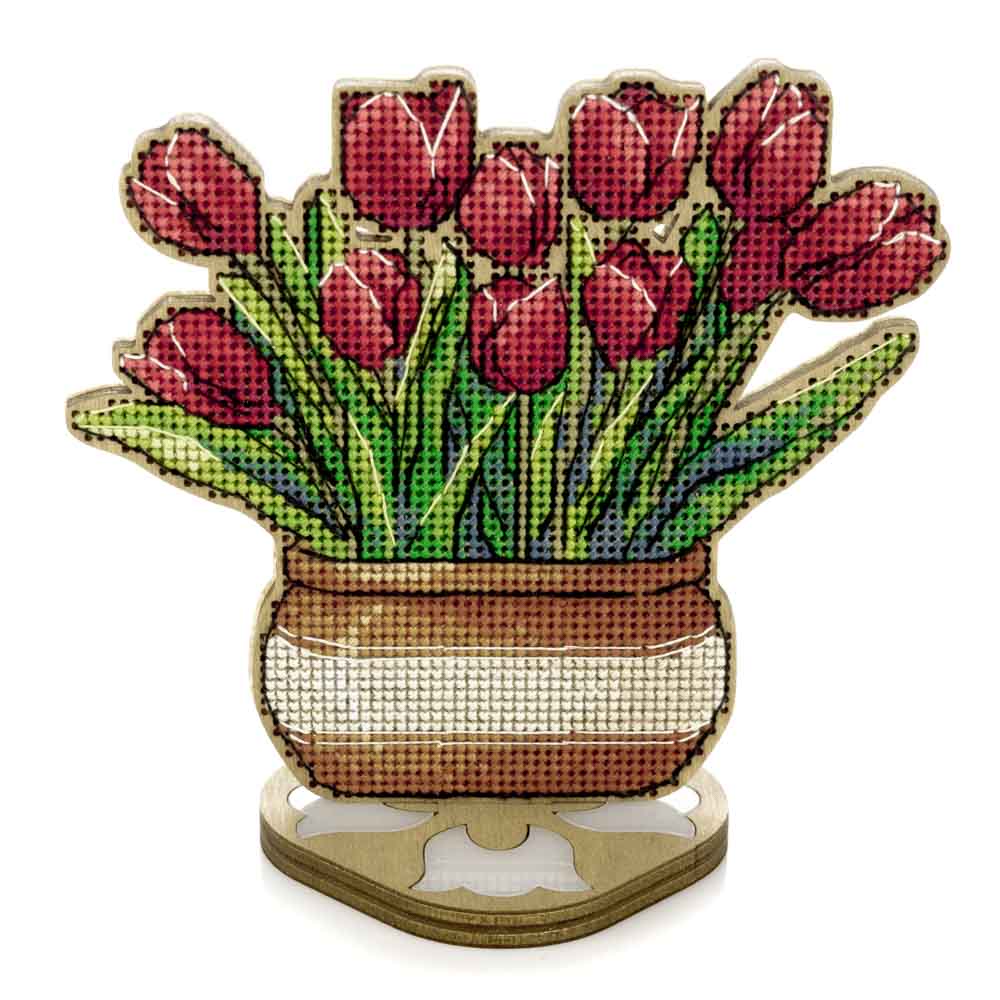 Tulips Wood Cross-Stitch Kit by Wonderland Crafts FLW-077