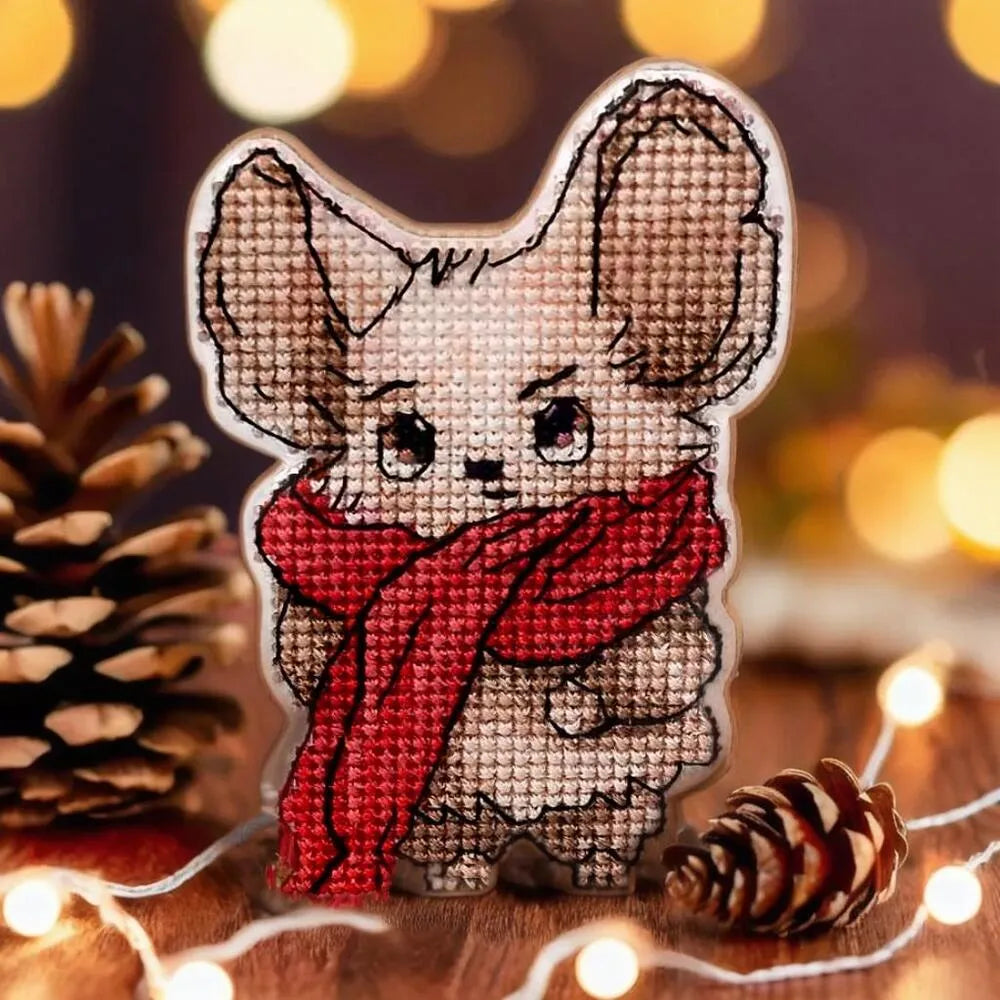 Mouse Cross-stitch kit on a plastic base FLX-003