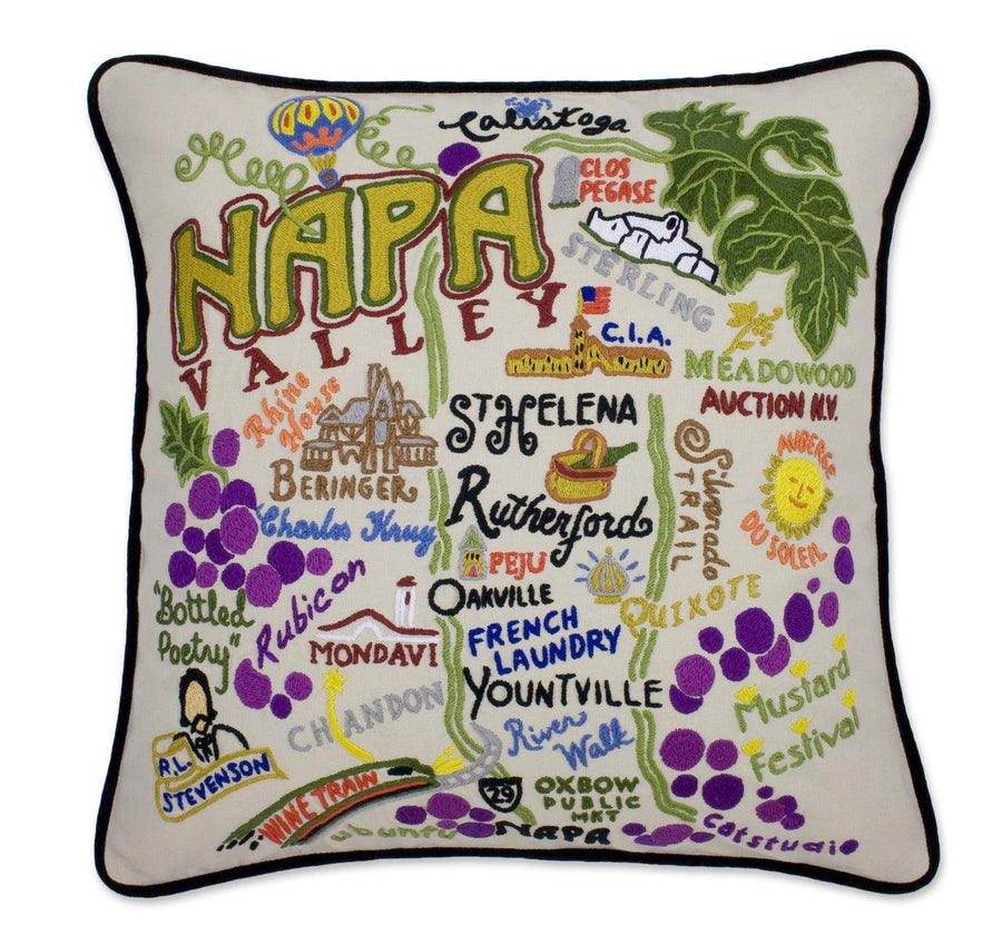 Napa Valley Hand-Embroidered Pillow - Quirks!