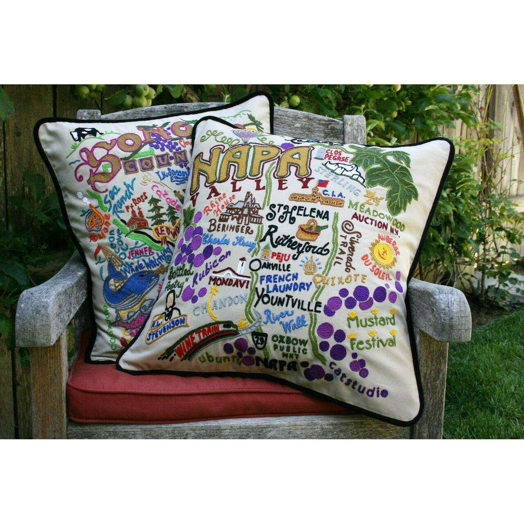 Napa Valley Hand-Embroidered Pillow - Quirks!