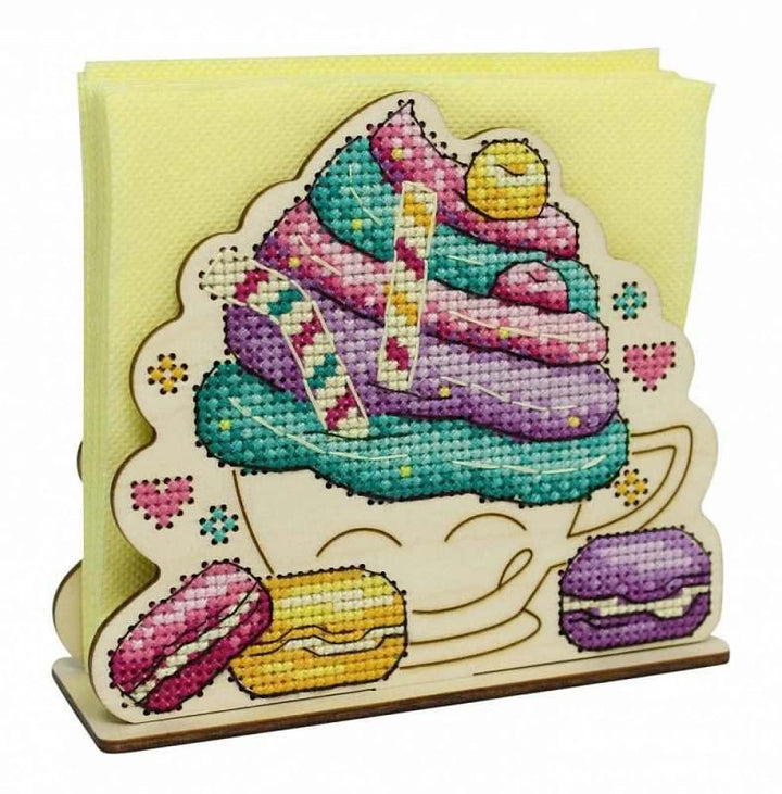 Napkin Holder Cake O-023 Counted Cross Stitch Kit on Plywood