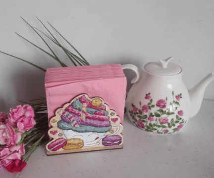 Napkin Holder Cake O-023 Counted Cross Stitch Kit on Plywood