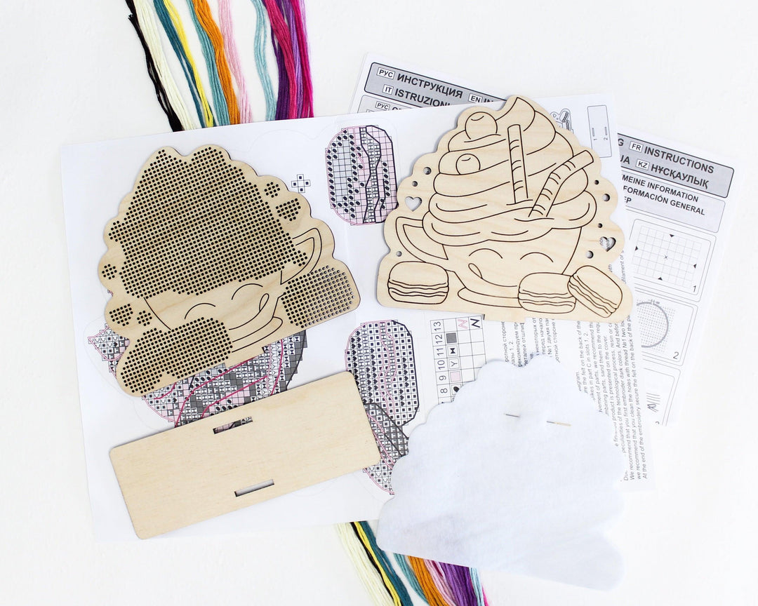 Napkin Holder Cake O-023 Counted Cross Stitch Kit on Plywood