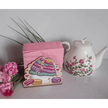 Napkin Holder Cake O-023 Counted Cross Stitch Kit on Plywood